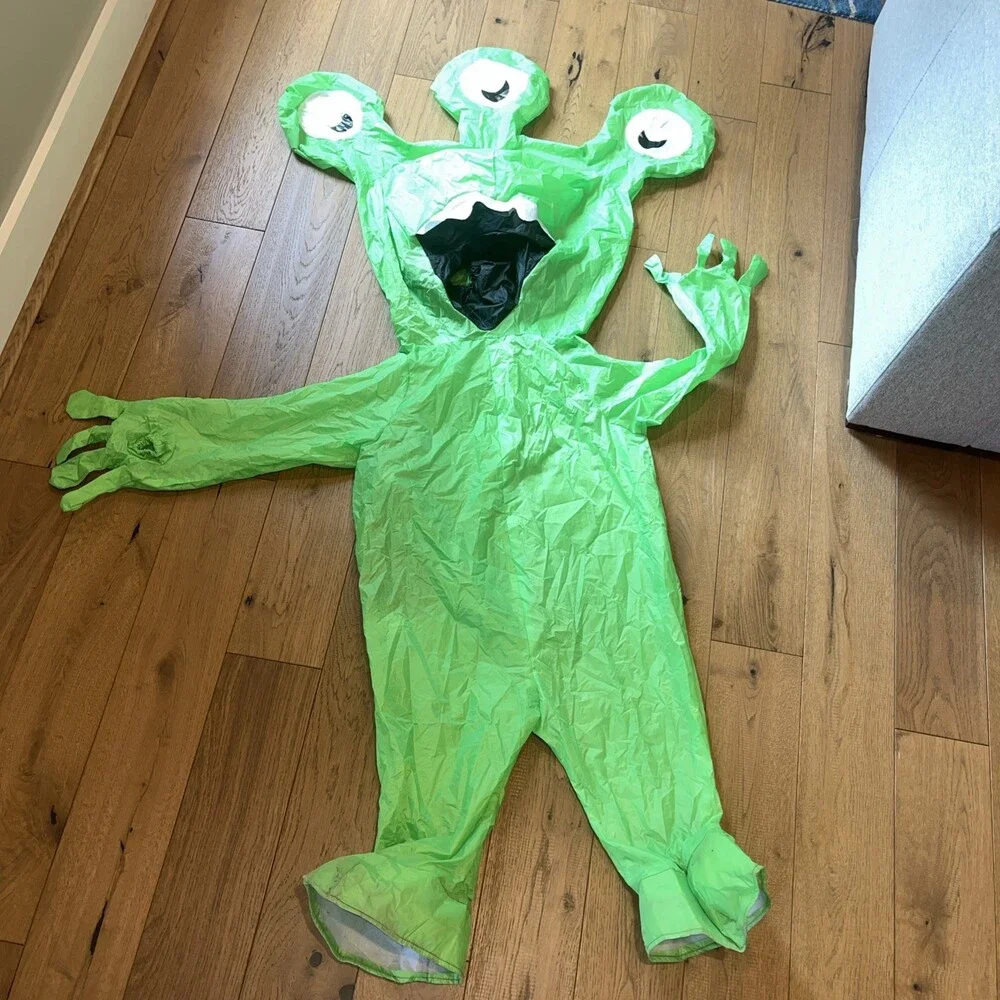 Green Alien Inflatable Blow Up Costume Kid size 48